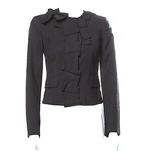 RED VALENTINO BLACK BLAZER WITH RUFFLE AND BOW FRONT  SIZE IT 36 (US XS)